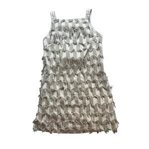 Anthropologie XS Lily textured shift dress Fringe Shift Dress Made in‎ India